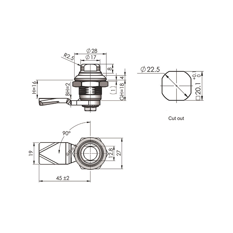 MS705-27 SUS316 90°Rotation Stainless Steel Industrial Locks MS705-27 SUS316 90°Rotation Stainless Steel Industrial Locks