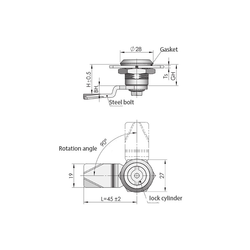 MS705-S 90°Rotation 270N Load Stainless Steel Industrial Locks MS705-S 90°Rotation 270N Load Stainless Steel Industrial Locks