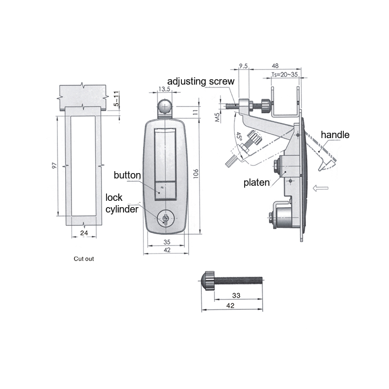 MS718 255g Adjustable Compression Type Cabinet Locks MS718 255g Adjustable Compression Type Cabinet Locks