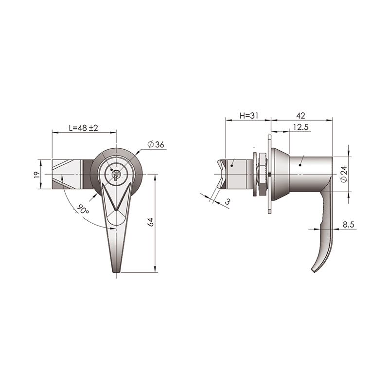 MS306-1 Na May Insert Zinc Alloy Industrial Handle Locks MS306-1 Na May Insert Zinc Alloy Industrial Handle Locks