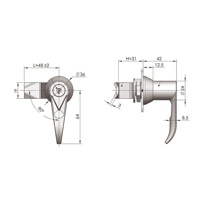 MS306-2 Nang Walang Insert Zinc Alloy Industrial Handle Locks MS306-2 Nang Walang Insert Zinc Alloy Industrial Handle Locks
